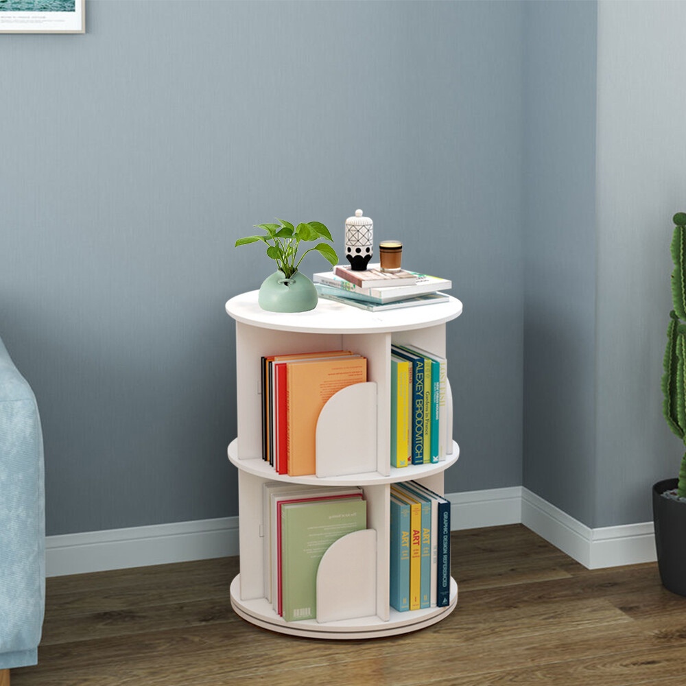Rotating Bookshelf 360 Display 2 Tier Floor Standing Bookcase Storage Rack gallery