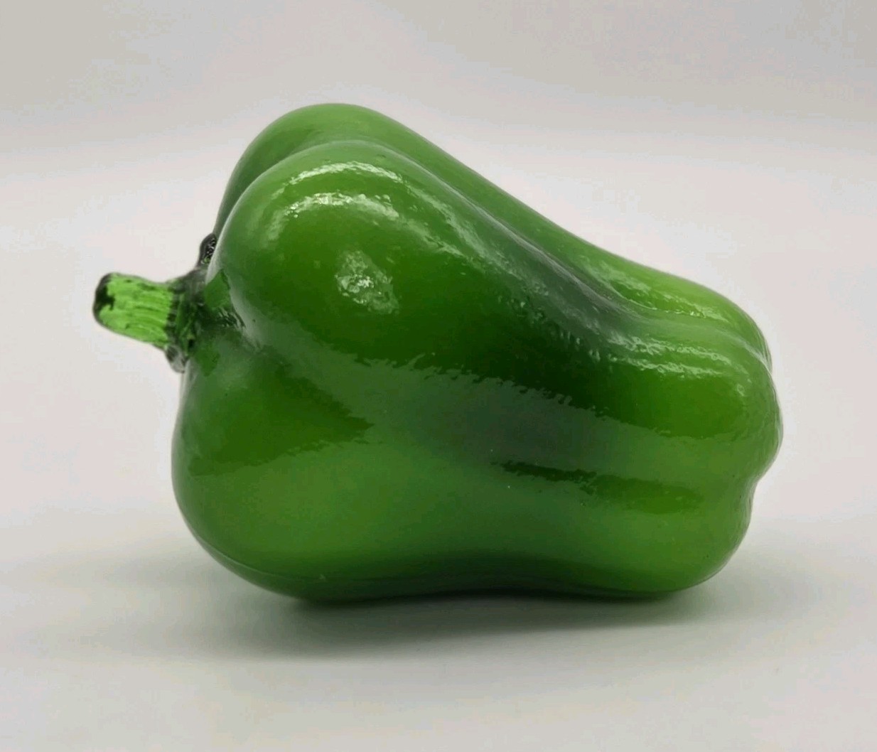 Hand Blown Glass Green Bell Pepper Decor 5" Tall MCM VTG gallery