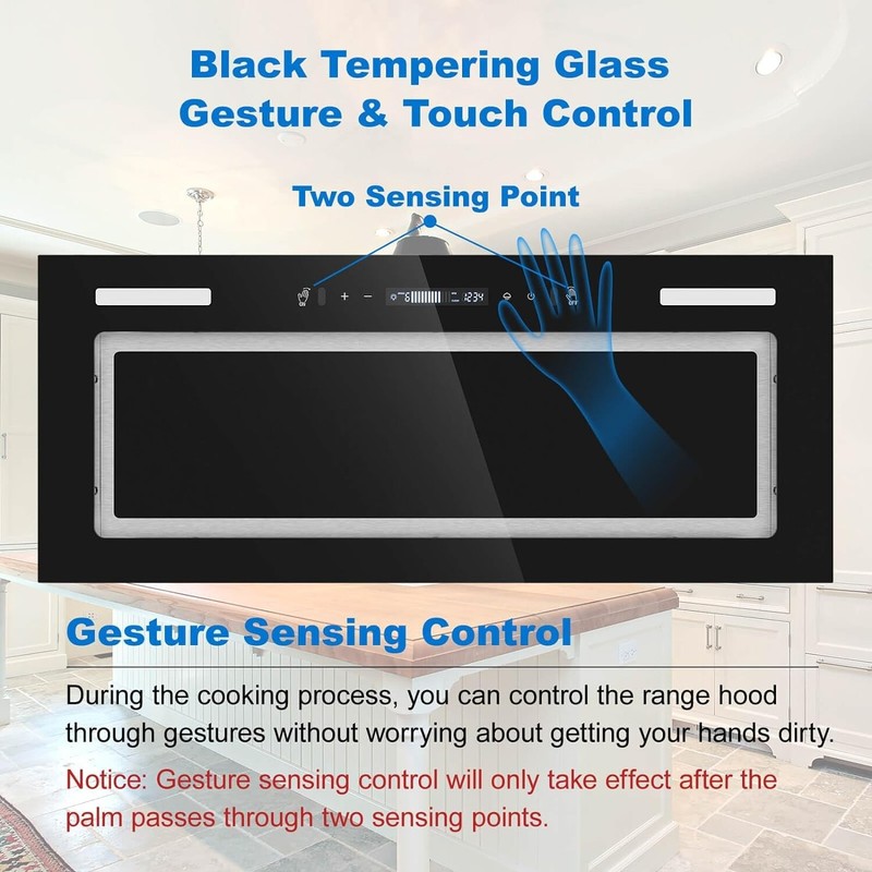 30in Built-in Insert Range Hood 900CFM Tempered Glass Kitchen Vent w/LED New gallery