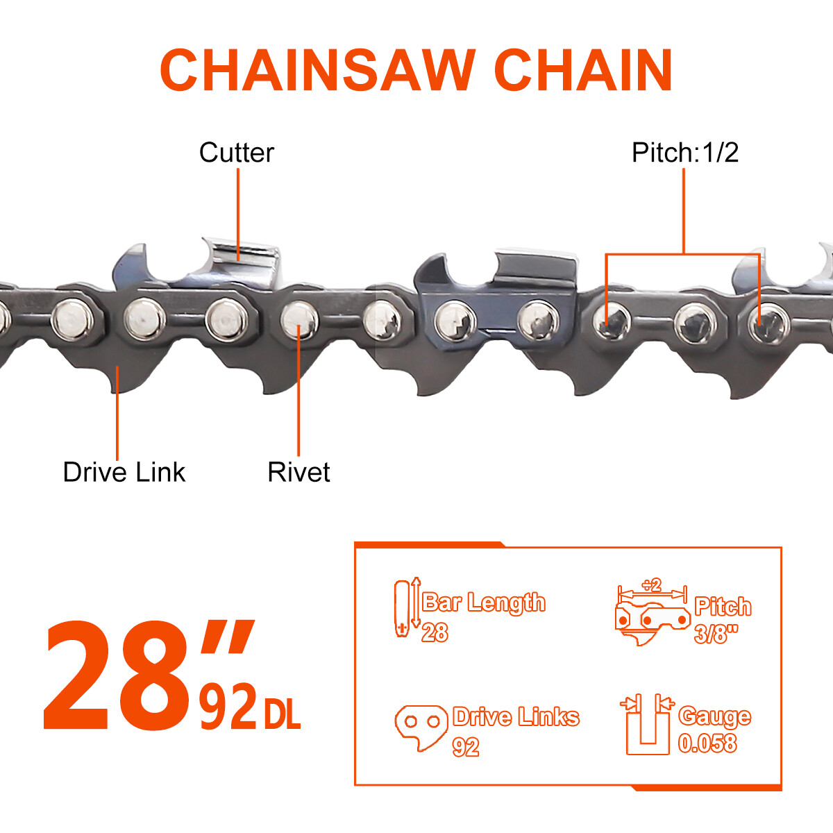 28" Guide Bar+3/8'' 0.058'' 92DL Chain Kit For Husqvarna 365 372XP 385 Chainsaw gallery