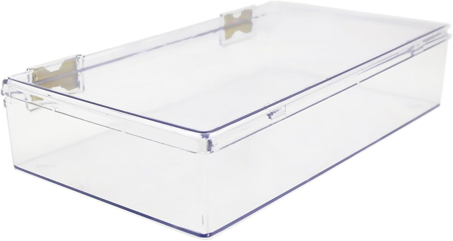 1 Clear Hard Plastic Box with Hinged Lid, 10 3/8" L X 6" W X 2" H, Plastic Displ gallery