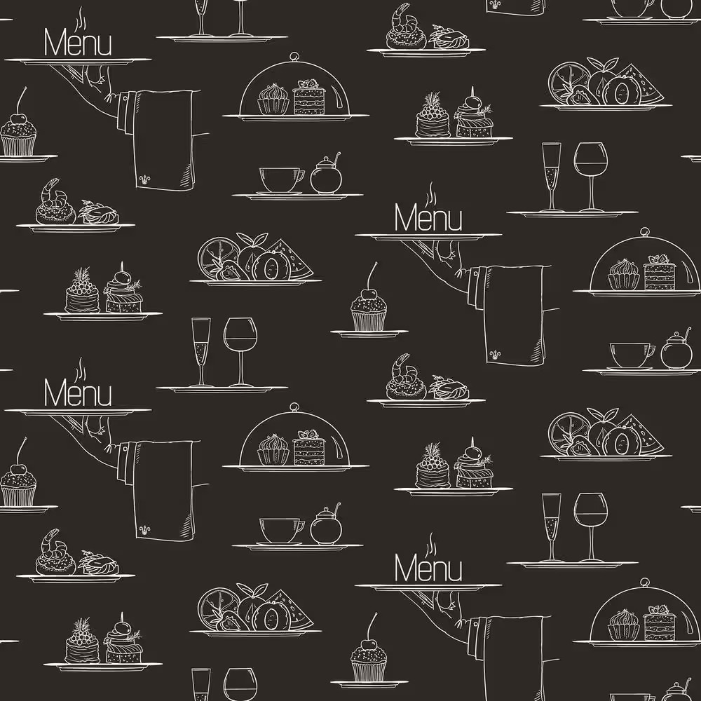 Chalkboard Menu Black/White Matte Finish Vinyl on Non-Woven Non-Pasted Wallpaper