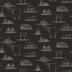 Chalkboard Menu Black/White Matte Finish Vinyl on Non-Woven Non-Pasted Wallpaper