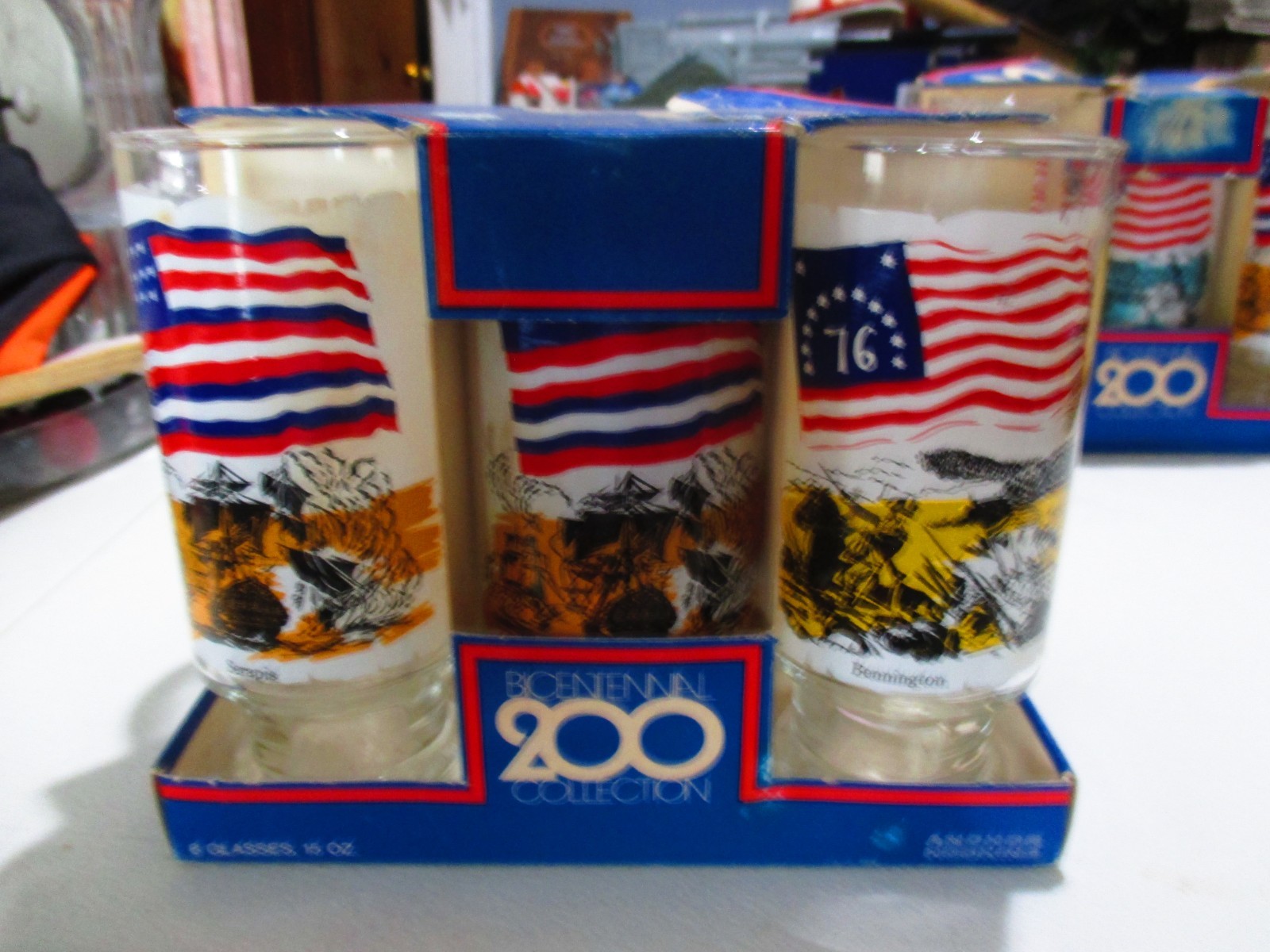 Vintage Anchor Hocking U.S Bicentennial 200 Collection 6 Glass American Flags gallery