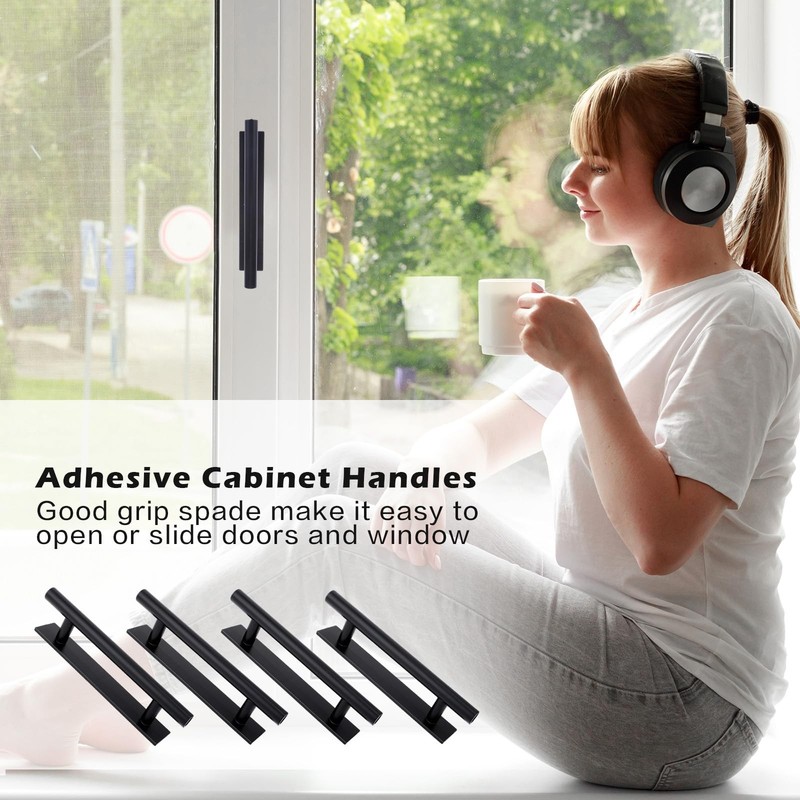 8 Pack Adhesive Cabinet Handles Pulls, Self Stick Door Handles ABS Plastic Pulls gallery