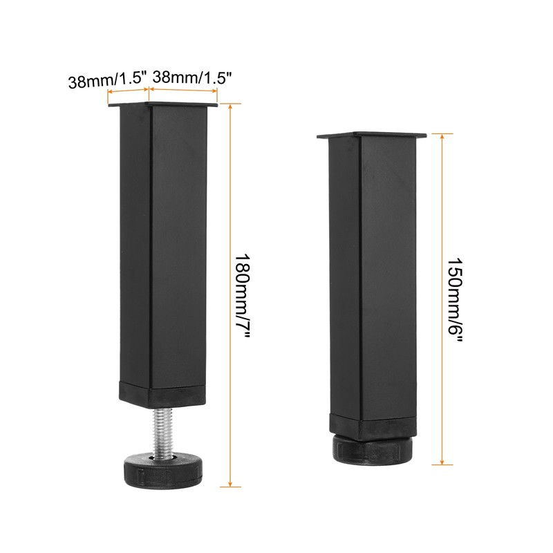 Adjustable Height Center Support Leg 6" Bed Support Legs Black gallery