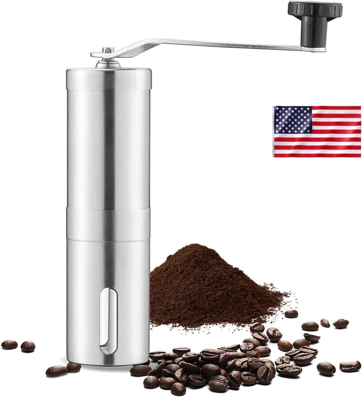 Manual Coffee Bean Grinder Stainless Steel Hand Coffee Mill Ceramic Burr US Ship gallery