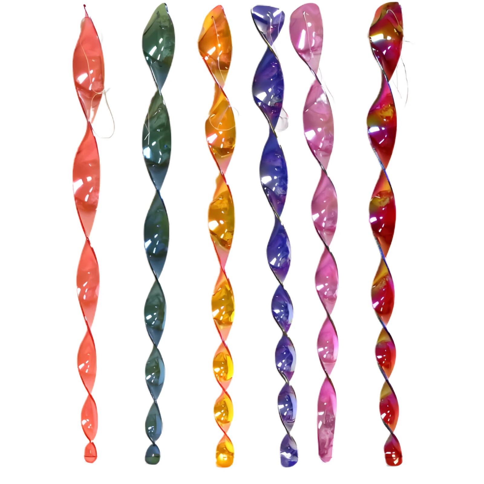 6 Reflective Bird Repellent Wind Twisting Garden Spinner Rods Decorations 19" gallery