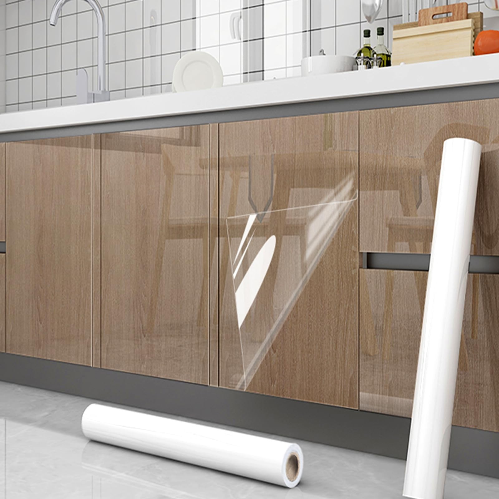 Clear Contact Paper Kitchen Oil Proof Waterproof Self Adhesive Vinyl Film Hig... gallery