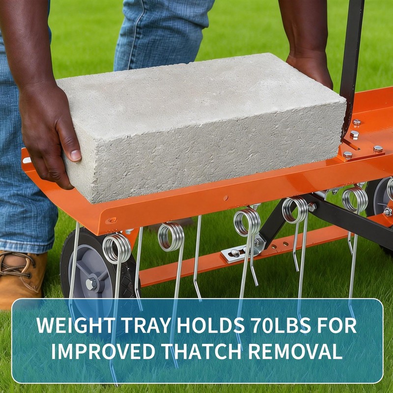 40 Inch Tow-Behind Dethatcher with 20 Steel Spring Tines Outdoor Lawn Sweeper gallery