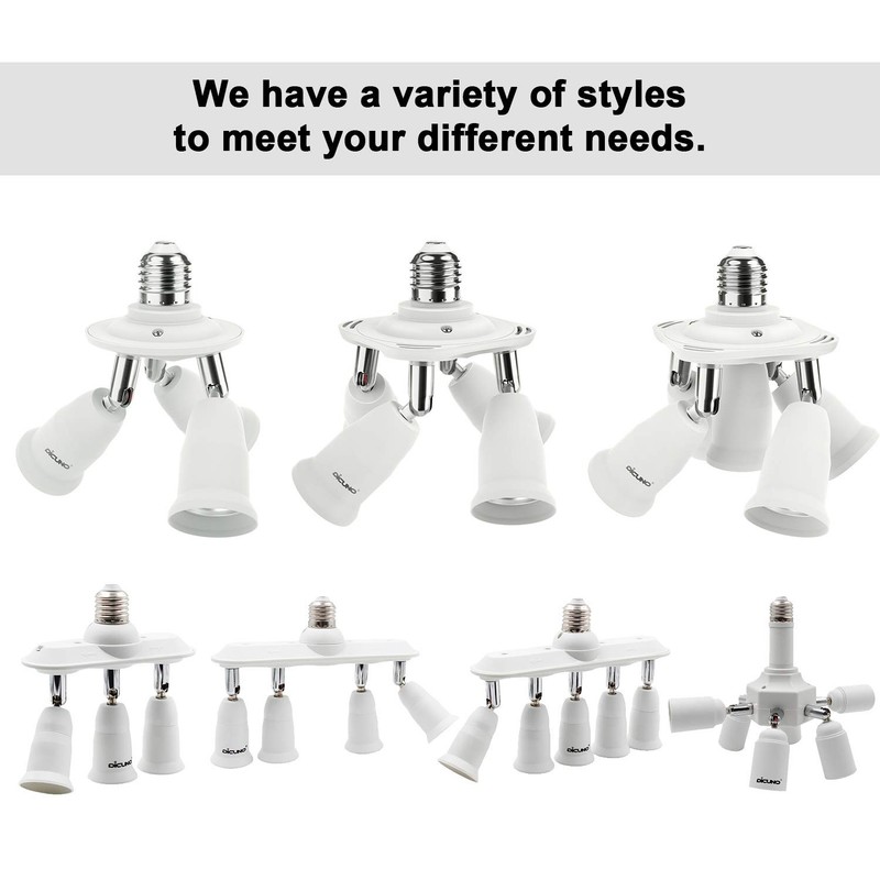 5 in 1 E26 Light Socket Splitter Adapter, Standard Base LED Bulbs Converter gallery