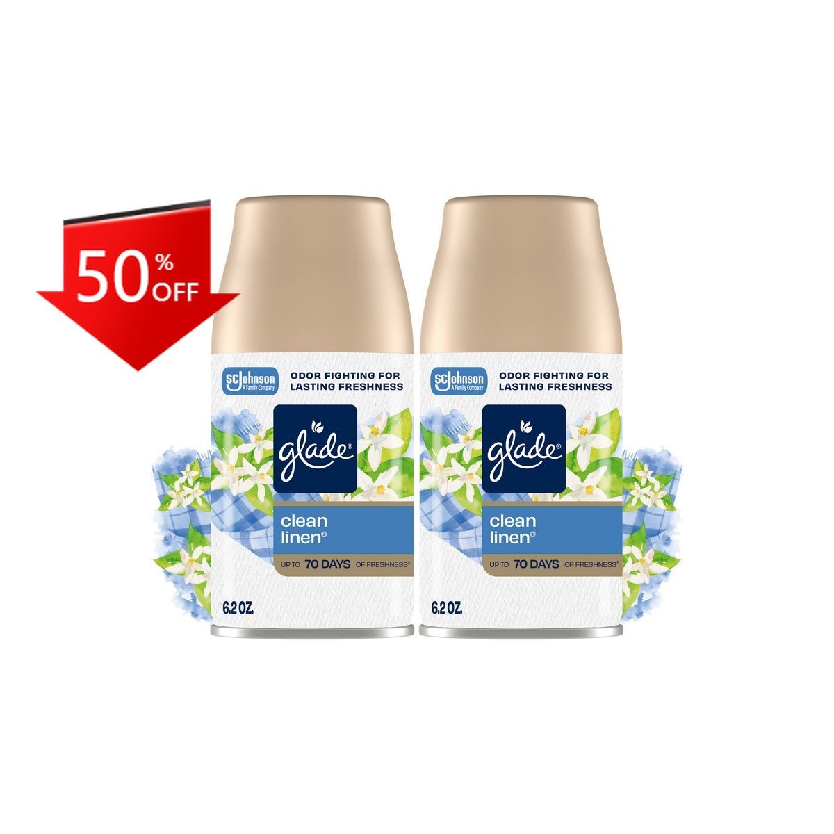 Glade Automatic Air Freshener Room Spray Scent Refills - Clean Linen - 6.2oz/2ct gallery