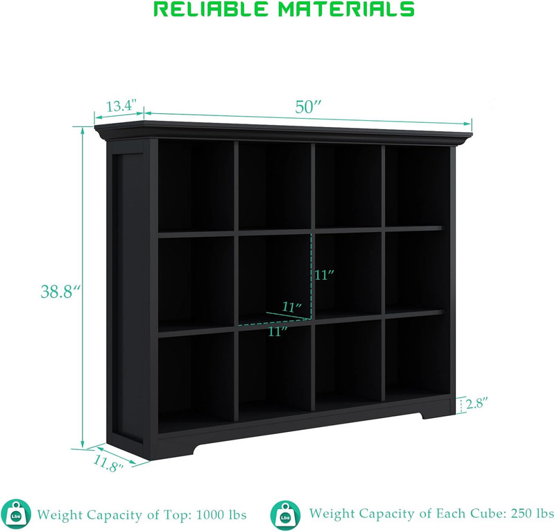 Cube Storage Bookcase with Base - Wooden 3 Tiers Floor Standing Open Shelf Cabin gallery