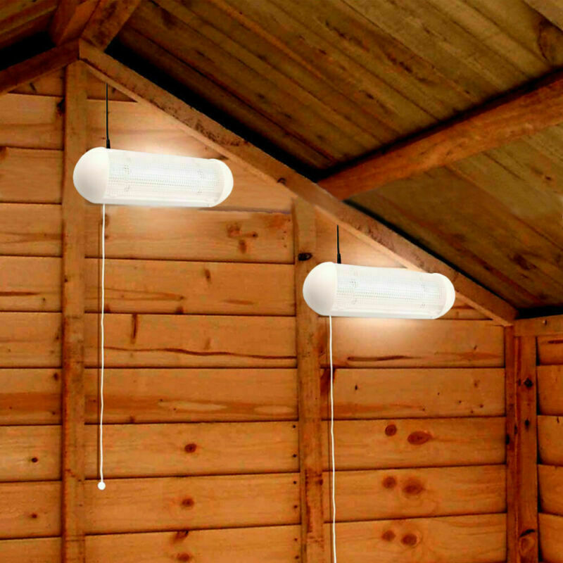 2x Solar Powered LED Light Rechargeable Garage Shed Light Garden Indoor Outdoor gallery