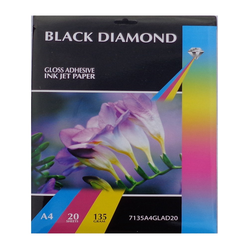 200 Sheets Black Diamond A4 135gsm Self Adhesive Glossy Paper