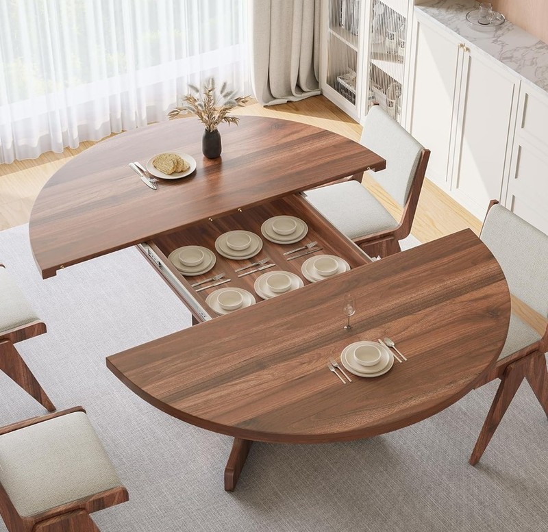 Round Oval Extendable Wood Dining Table for 6 Mesa Comedor Redonda Extensible gallery