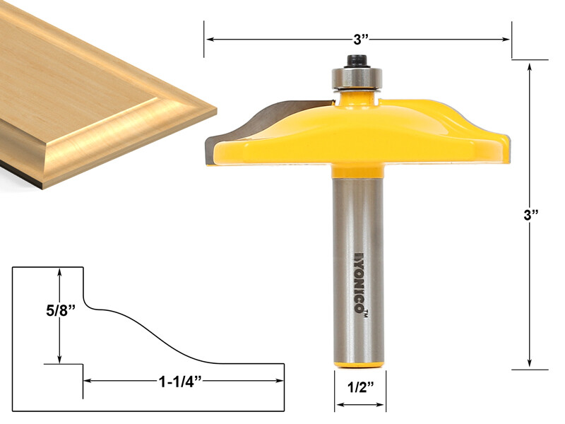3" Diameter Cove Raised Panel Router Bit - 1/2" Shank - Yonico 12136 gallery