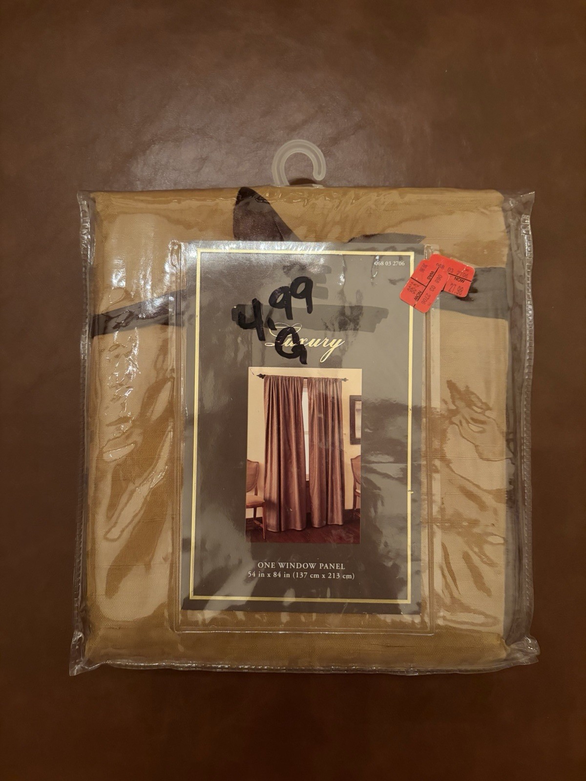 NIP Fieldcrest Luxury Curtain Panel Golden Brown Scrollwork VGT Silk Blend 54x84 gallery