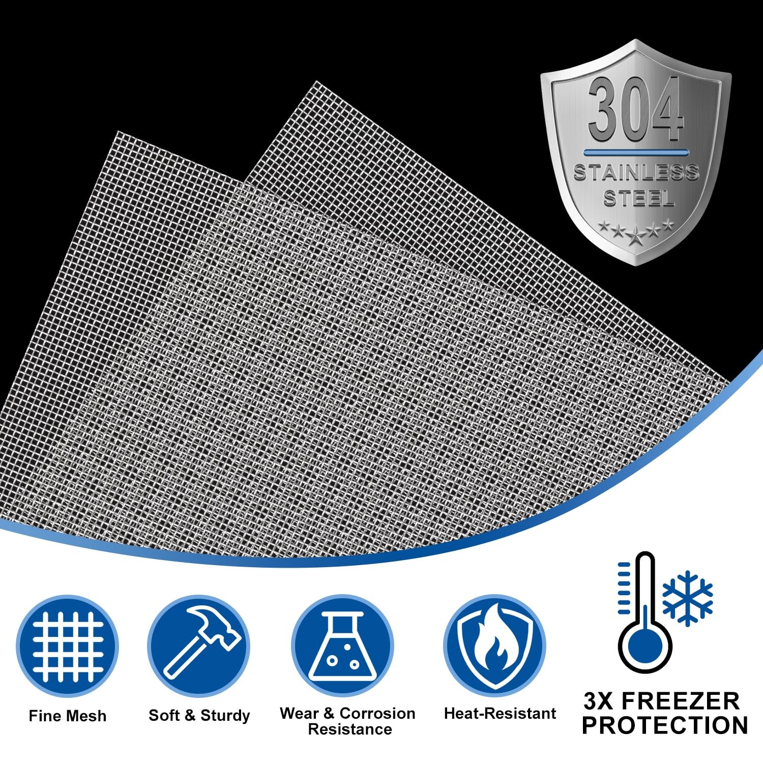 6 Pack Wire Mesh, 20 Mesh 304 Stainless Steel Mesh, 9.6"Ã—11.8" gallery