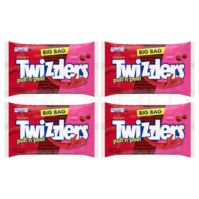 Twizzlers Pull 'n' Peel Cherry Flavored Licorice Candy 28oz Lot of 4 Bags