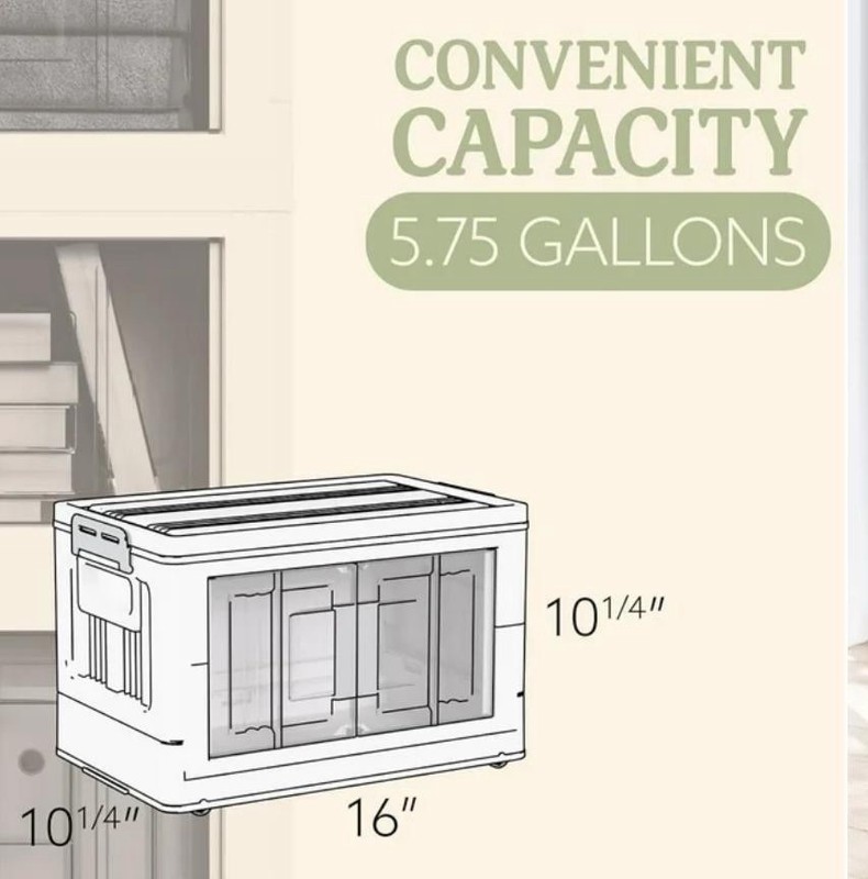 Stackable Storage Bins with Lids - Folding with Doors and Wheels. New In Box gallery