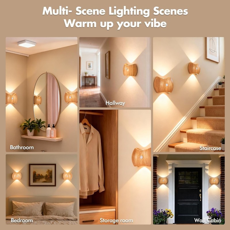 Rechargeable Motion Sensor Wall Light Sconce Indoor - 3 Color Wireless Up & Down gallery