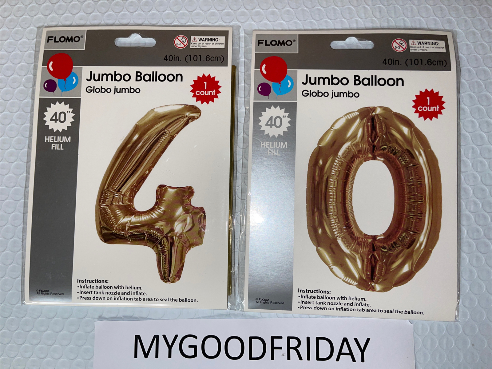 Flomo 40" Helium Fill Jumbo Balloon No. 4 and No. 0- 40th Birthday Party gallery