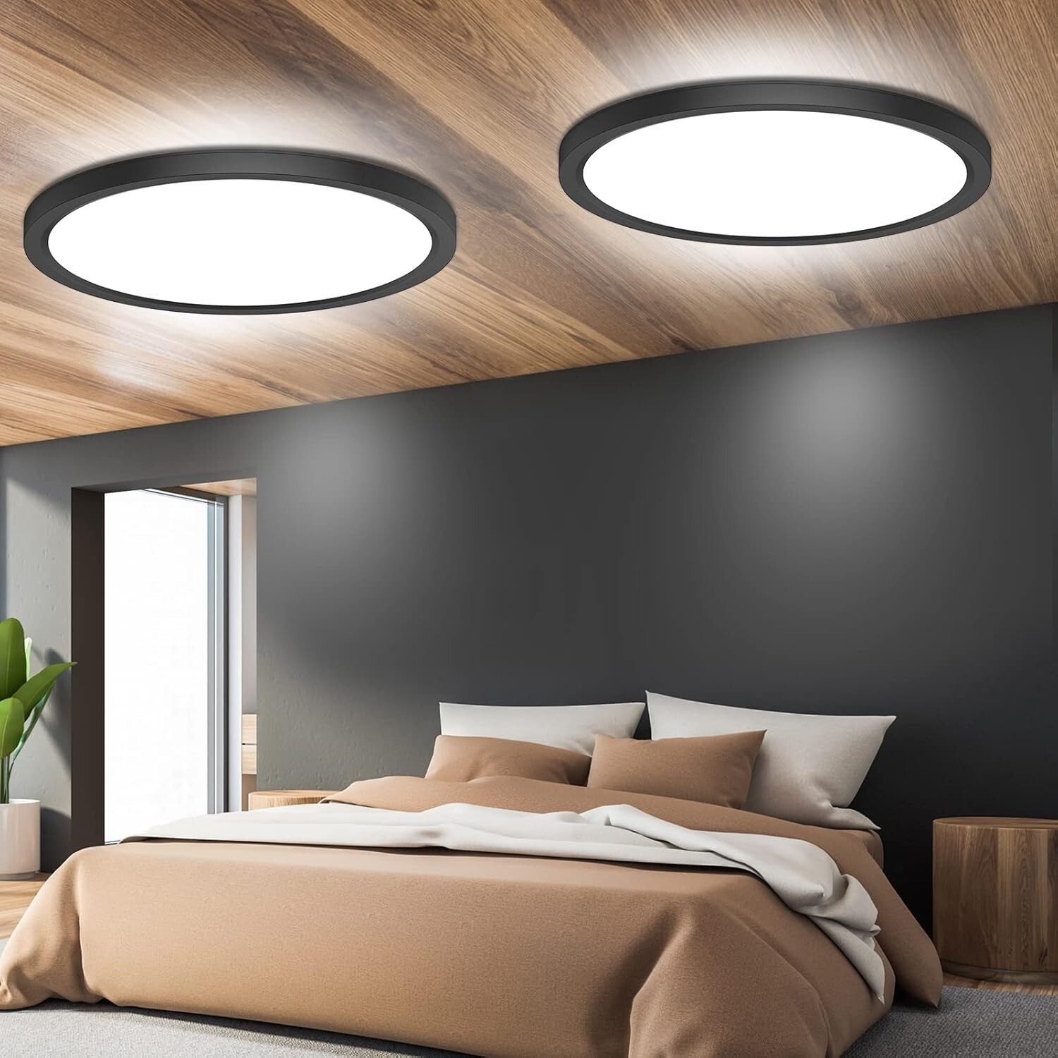 2 Pack 12 inch LED Flush Mount Ceiling Light Fixture, Day White 6000K Thin Round gallery