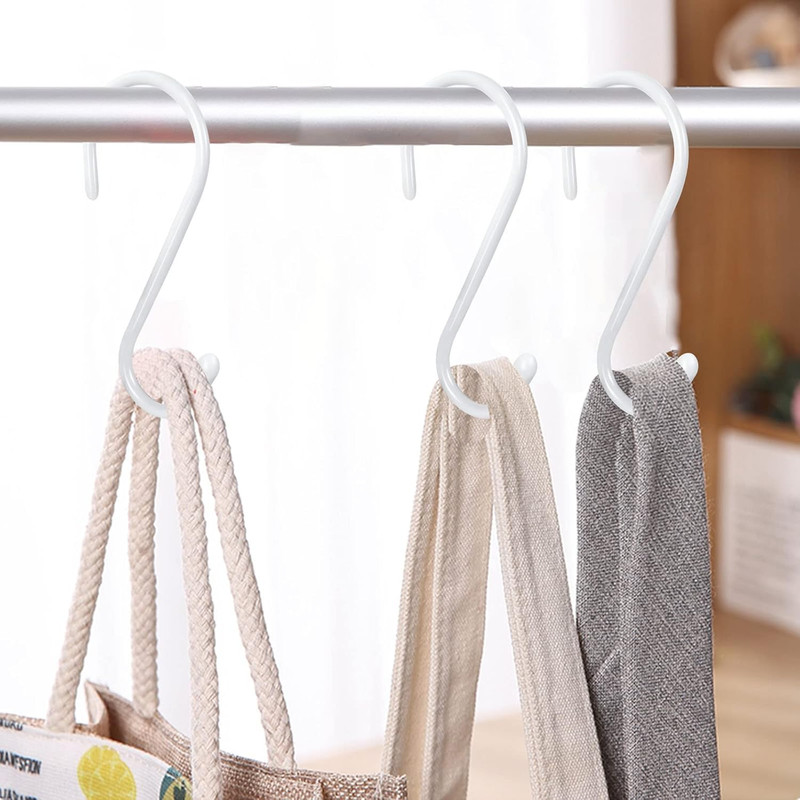 12 Pack 4-1/2 Inch White S Hooks for Hanging, Large Vinyl Coated S Hangers Hooks gallery