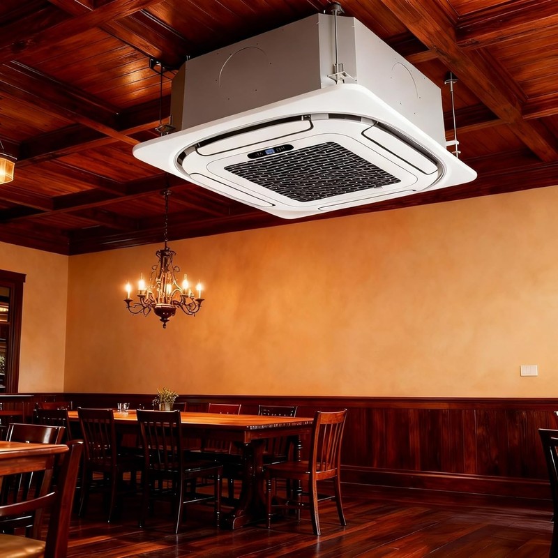 ✅24000 BTU Ceiling Cassette Mini Split AC 8-way 360° Airflow Cooling & Heating gallery