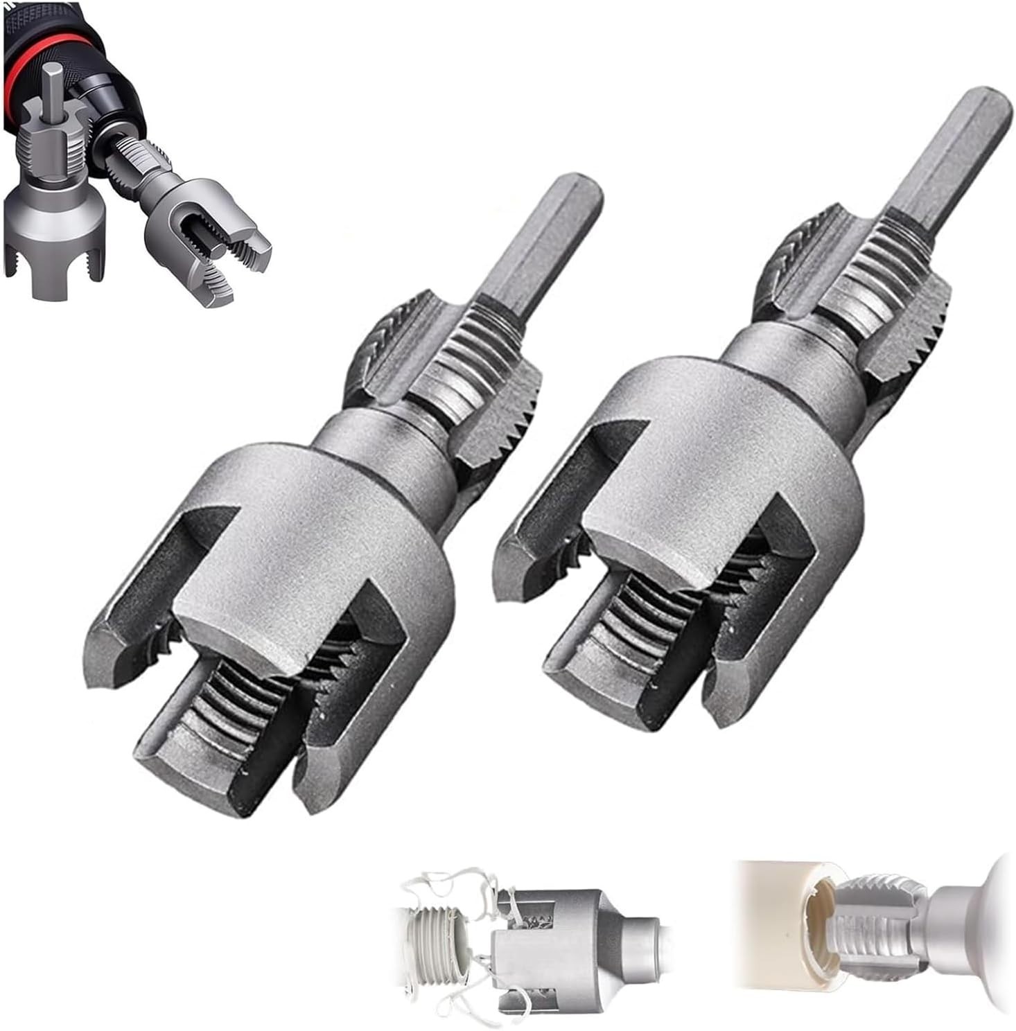 2Pcs 1/2''&3/4'' Water Pipe Integrated Internal & External Pipe Threading Tool gallery