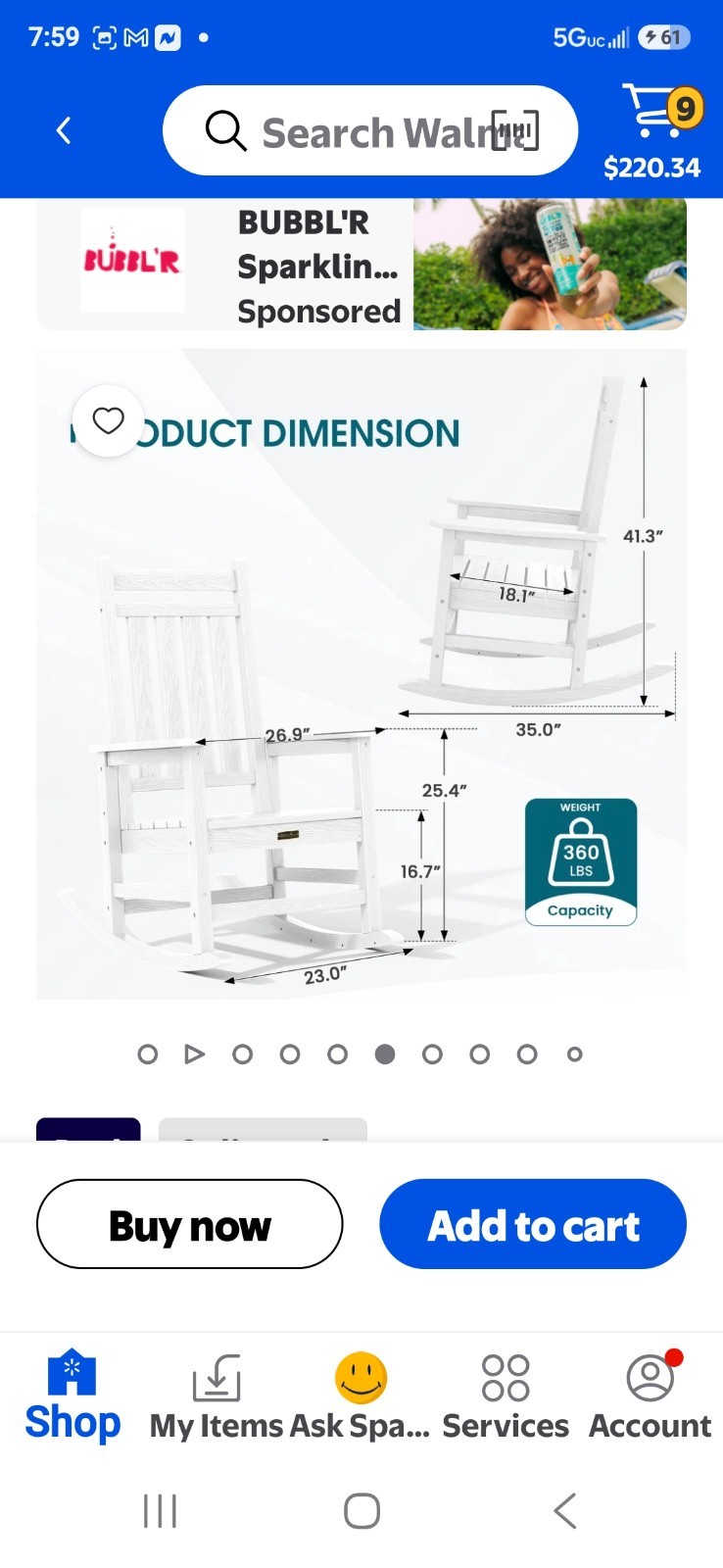 SERWALL Oversized Outdoor Rocking Chair, All-Weather HDPE Patio Rocker with Wide gallery