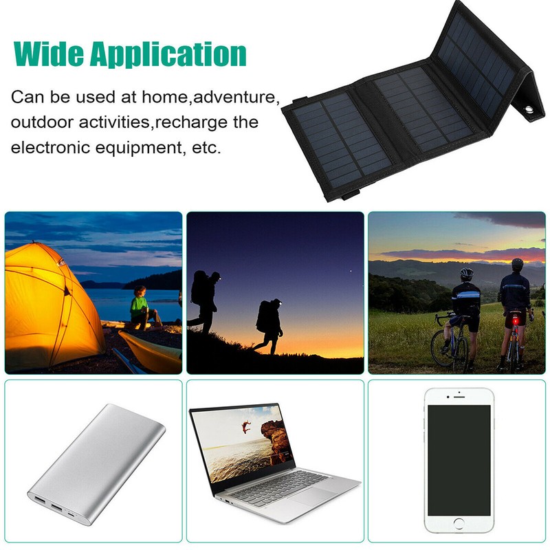 80W Solar Panel Kit USB 12V Battery Charger Folding Portable Power Bank IP65 US gallery