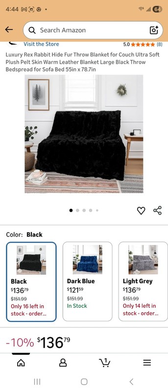 Luxury Rex Rabbit Hide Fur Throw Blanket for Couch Ultra Soft Plush Pelt Skin... gallery