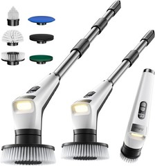 Antime 电动旋转刷，带 LED 灯，IPX8 防水清洁刷，带 LCD 显示屏，5 个可更换刷头，带 25kg 扭矩的淋浴刷，浴室、厨房 90 分钟续航