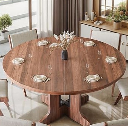 Round Oval Extendable Wood Dining Table for 6 Mesa Comedor Redonda Extensible gallery