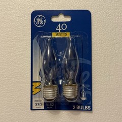 GE Light Bulbs 40Watts Bent Tip Crystal Clear Medium Base Decorative 2-pack NEW
