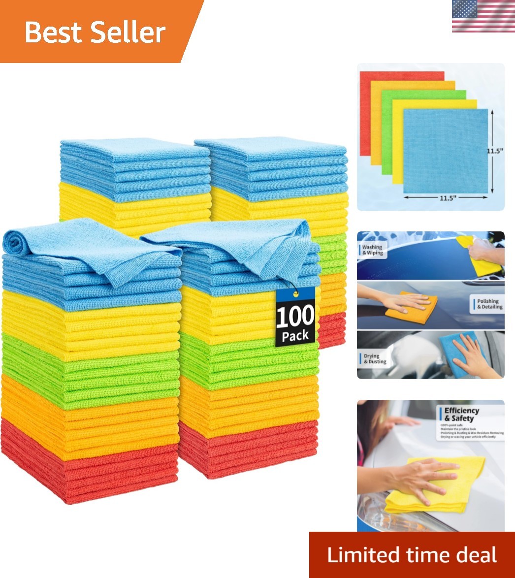 Microfiber Cleaning Cloth, 100 Pack Cleaning Rags Microfiber Towel Bulk Absor... gallery