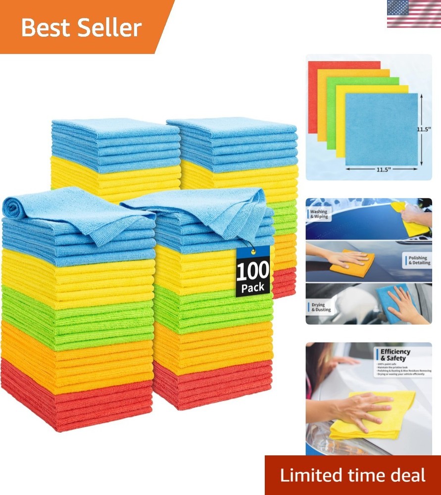 Microfiber Cleaning Cloth, 100 Pack Cleaning Rags Microfiber Towel Bulk Absor...