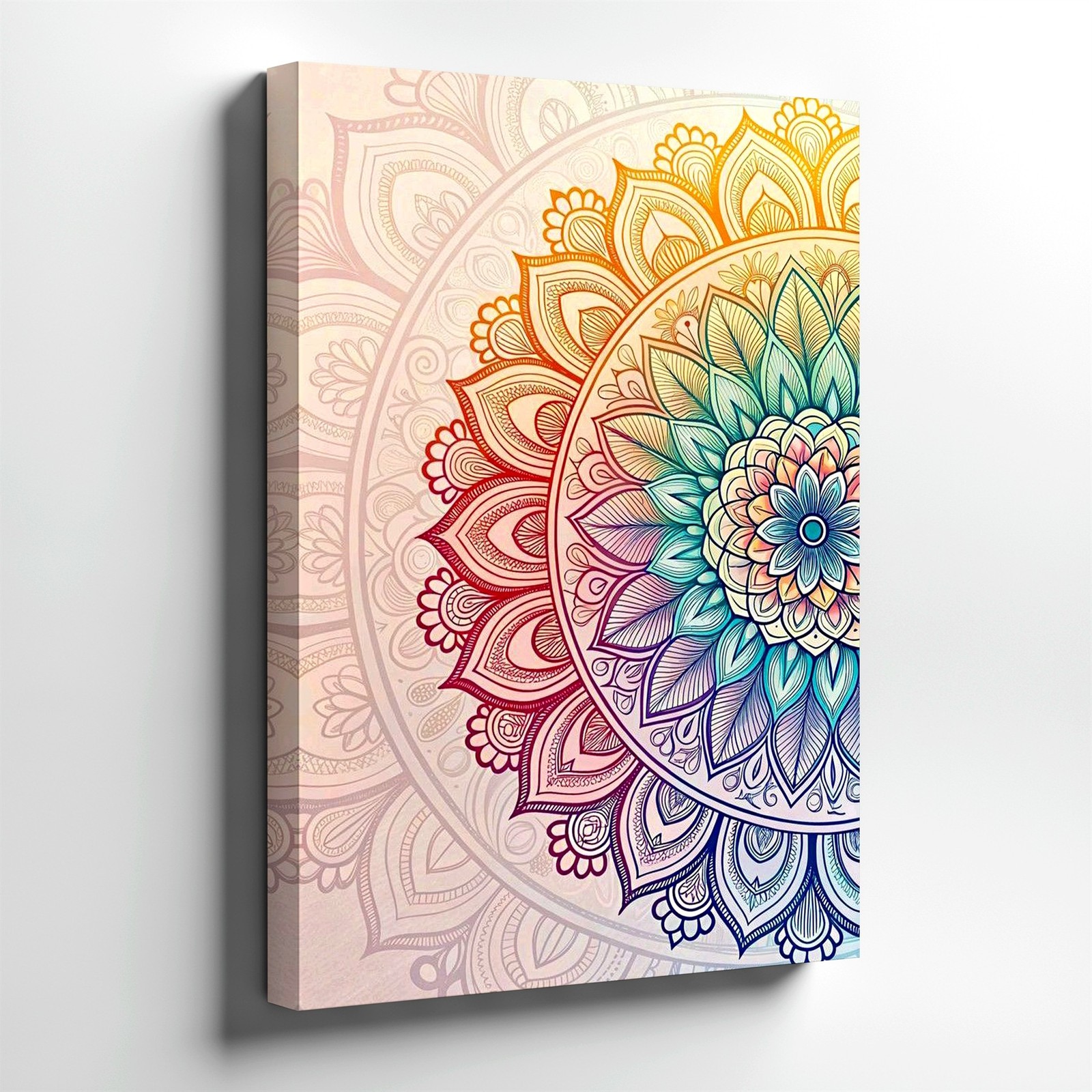 Wall Art Colorful Mandala Floral Pattern Canvas Print Boho Meditation Decor gallery