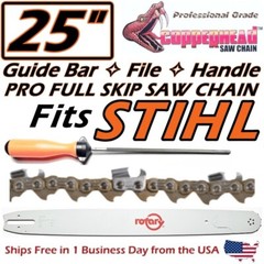 COPPERHEAD 25″ PRO BAR, FULL SKIP SAW CHAIN & FILE -STIHL 33RSF-84 MS311 – MS661