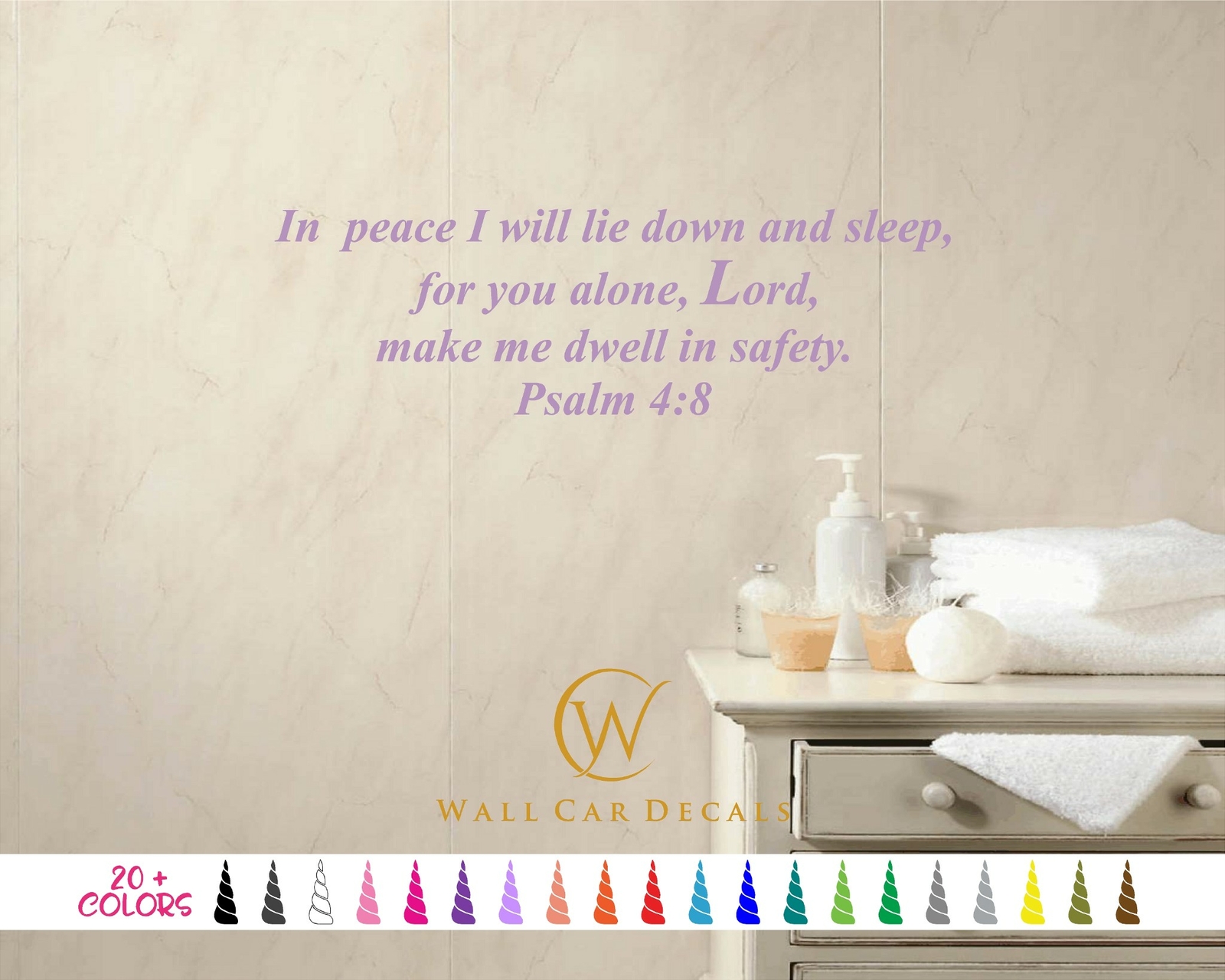Psalm 4:8 In Peace Lie Down and Sleep Lord Bible Wall Quote Vinyl Decal Sticker gallery