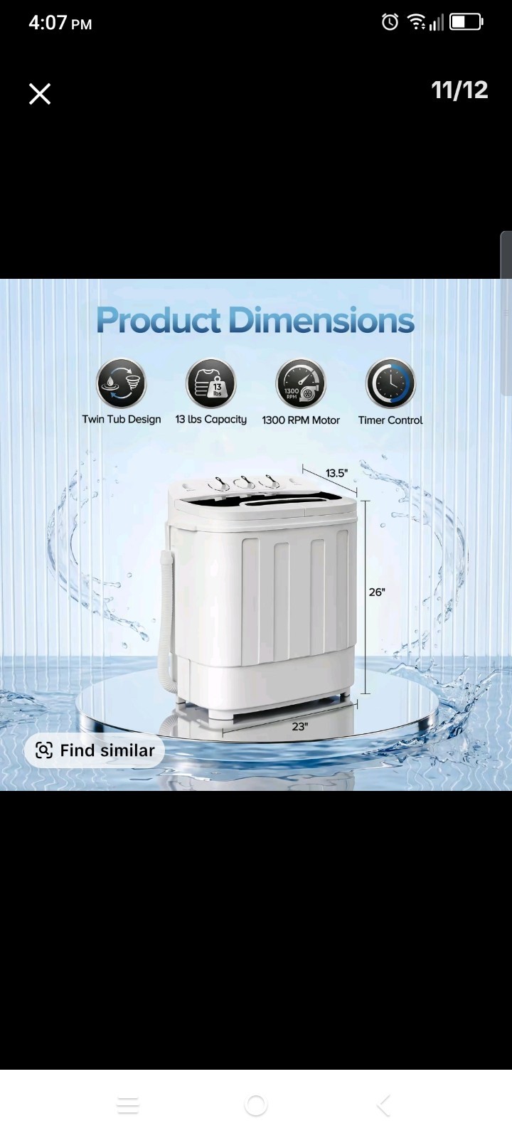 Portable Compact Twin Tub Washing Machine Compact Mini Washer&Spin Dryer White gallery