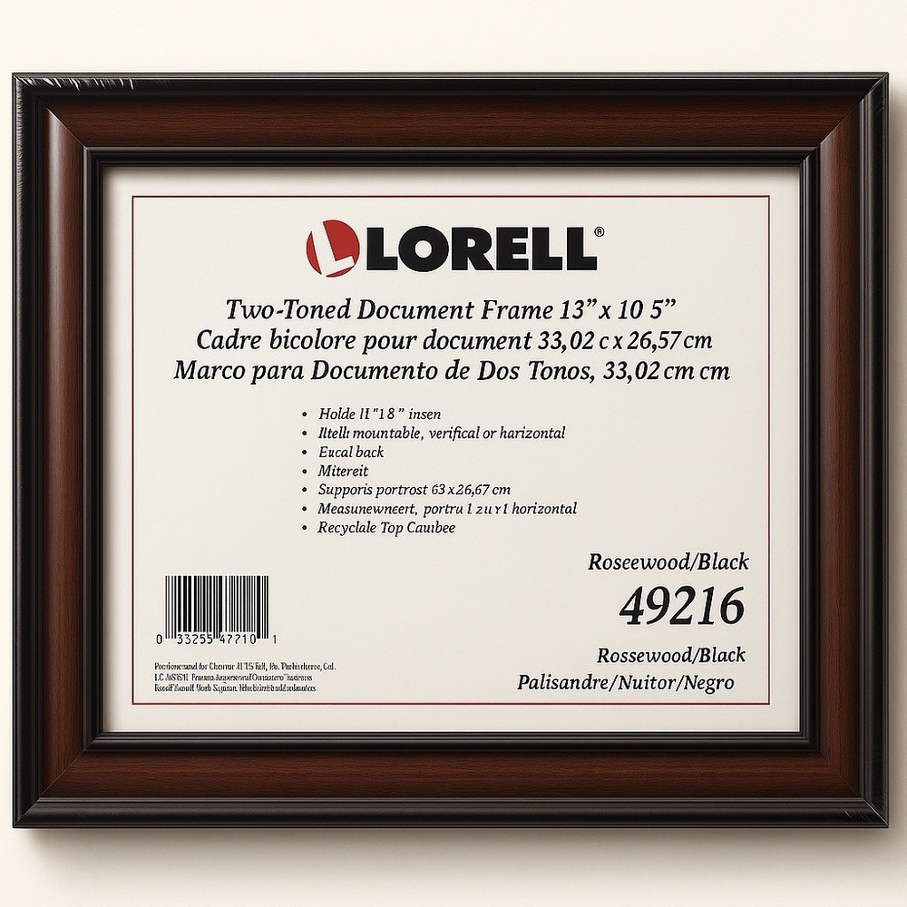 Lorell 49216 Two-Toned Document Frame 13"x10.5" Rosewood Black New