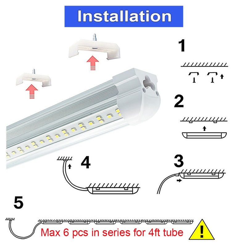 25 Pack 4' Integrated LED Shop Light Fixture Garage 72W V-Shape Led Tube Light gallery