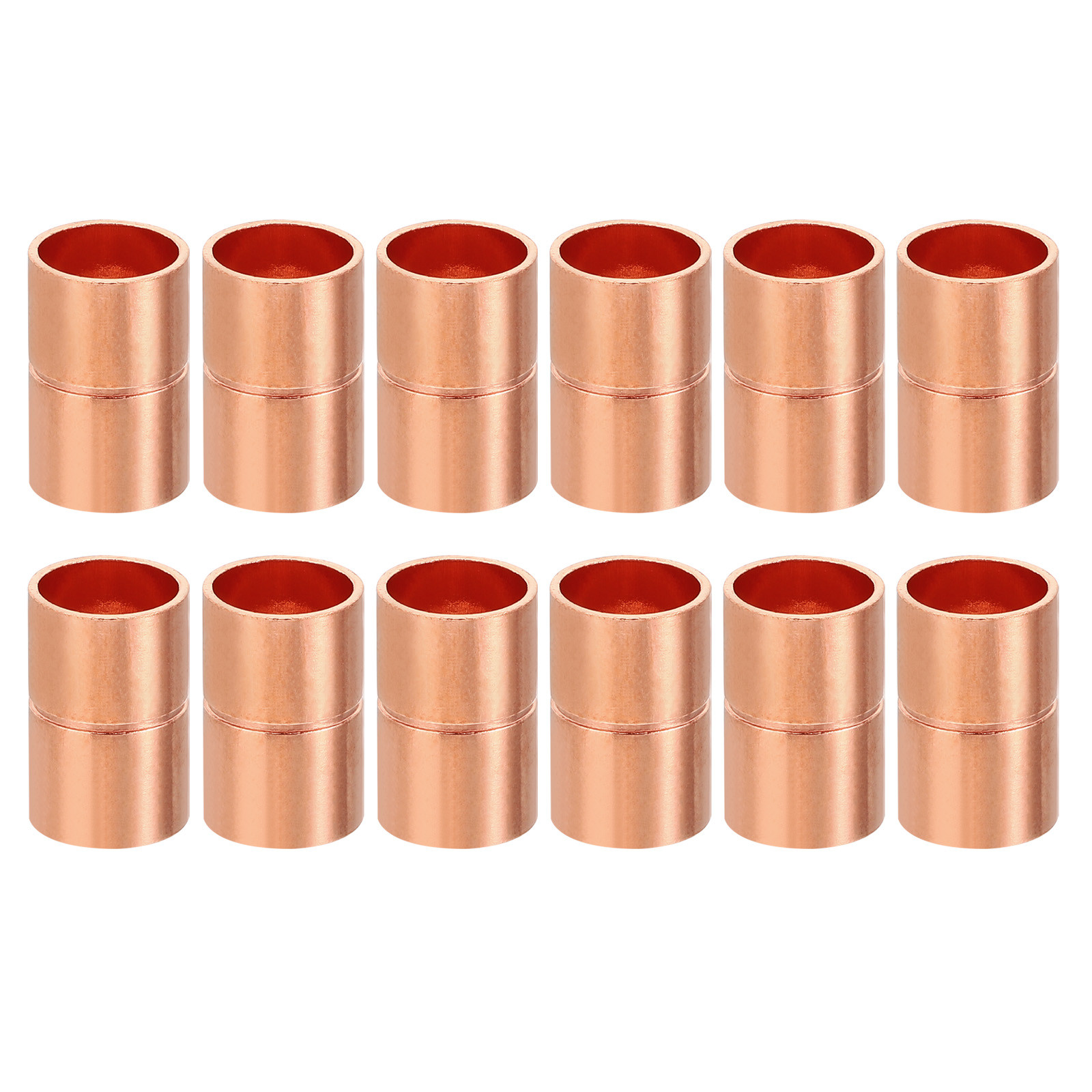 10mm ID Straight Copper Coupling Fittings, 12 Pcs Welding Joint for HVAC gallery
