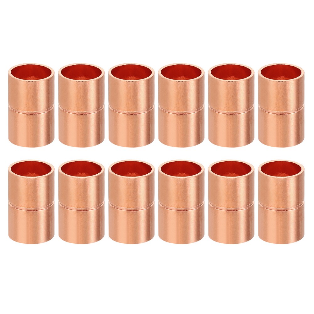 10mm ID Straight Copper Coupling Fittings, 12 Pcs Welding Joint for HVAC