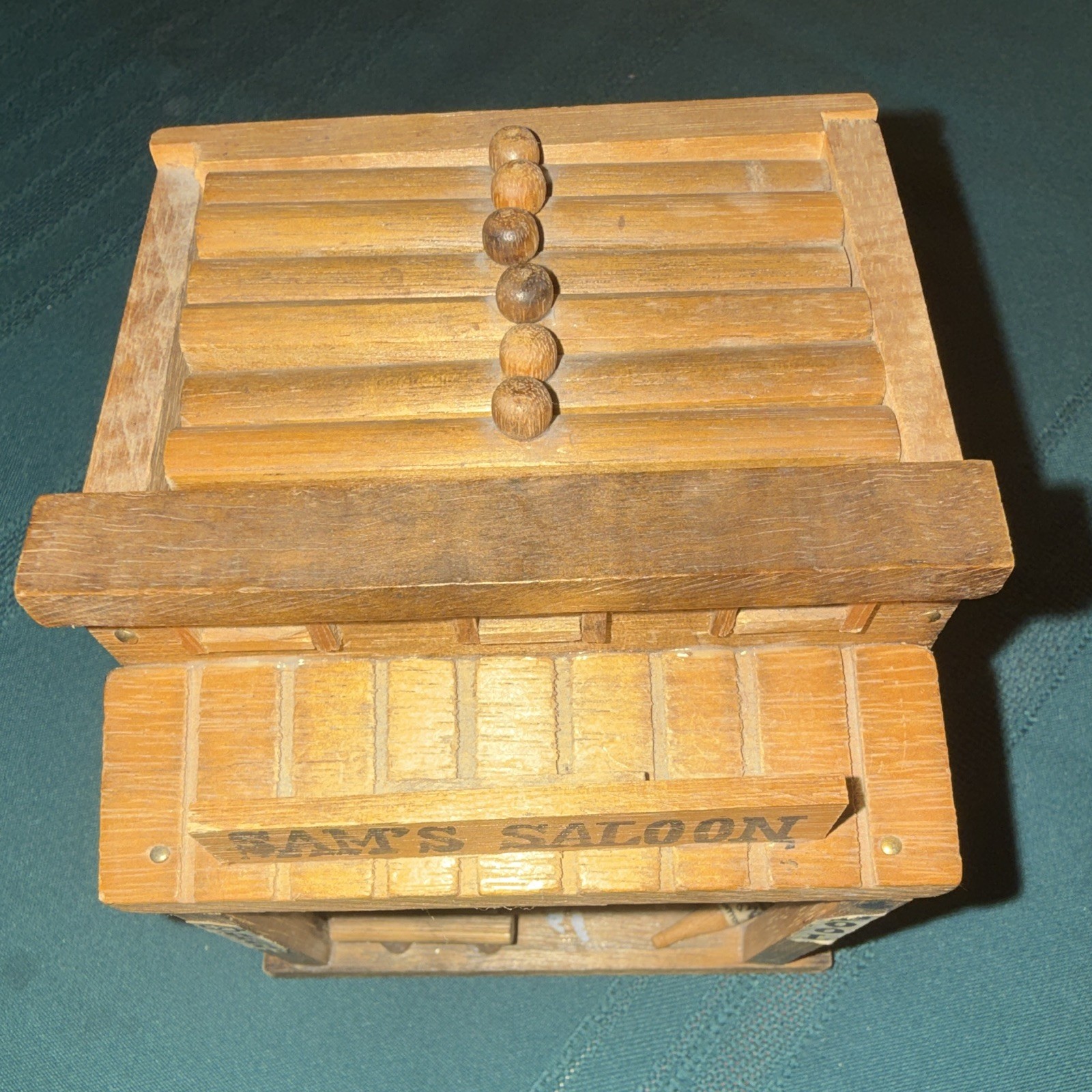 Enesco Sam's Saloon 6pc Round Wood & Cork Coaster Set w/ Holder, Western gallery