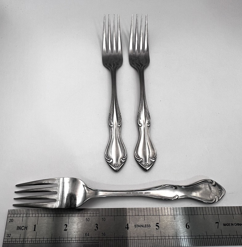3 Dinner Forks Scroll Stainless Japan Flatware Vintage 7 1/8” gallery