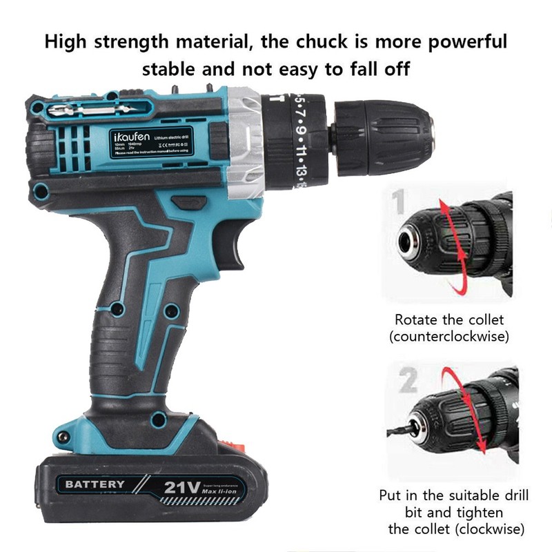 Electric Drill Cordless Set Equipped With 2 Battery Tool Box For Home RepairB2 gallery